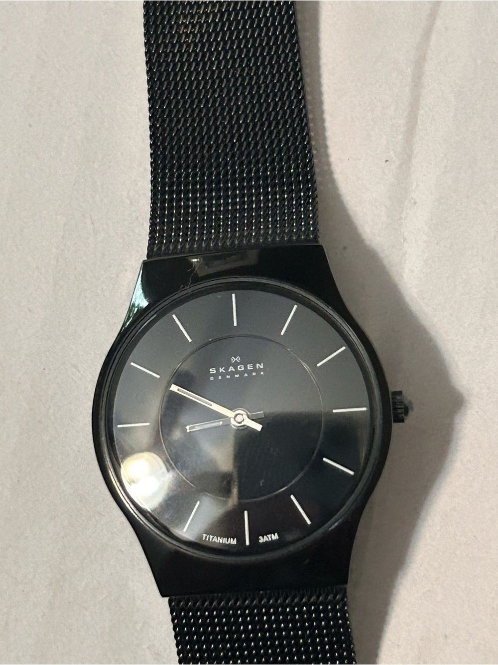 Skagen Black Mesh Band Minimalist Analog Watch - Picture 3 of 6